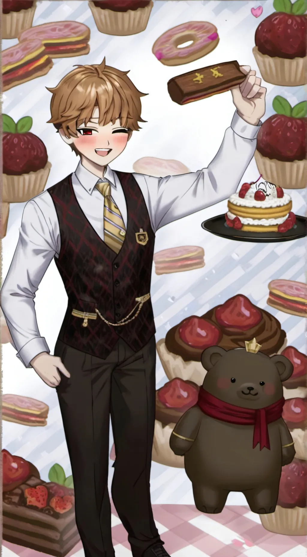 ai character: cute bacon 🌸✨ background