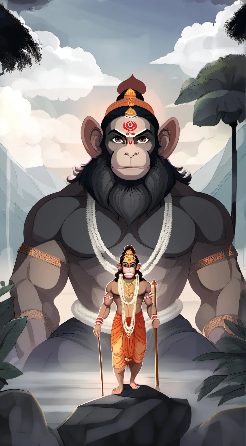 ai character: Lord Hanuman background