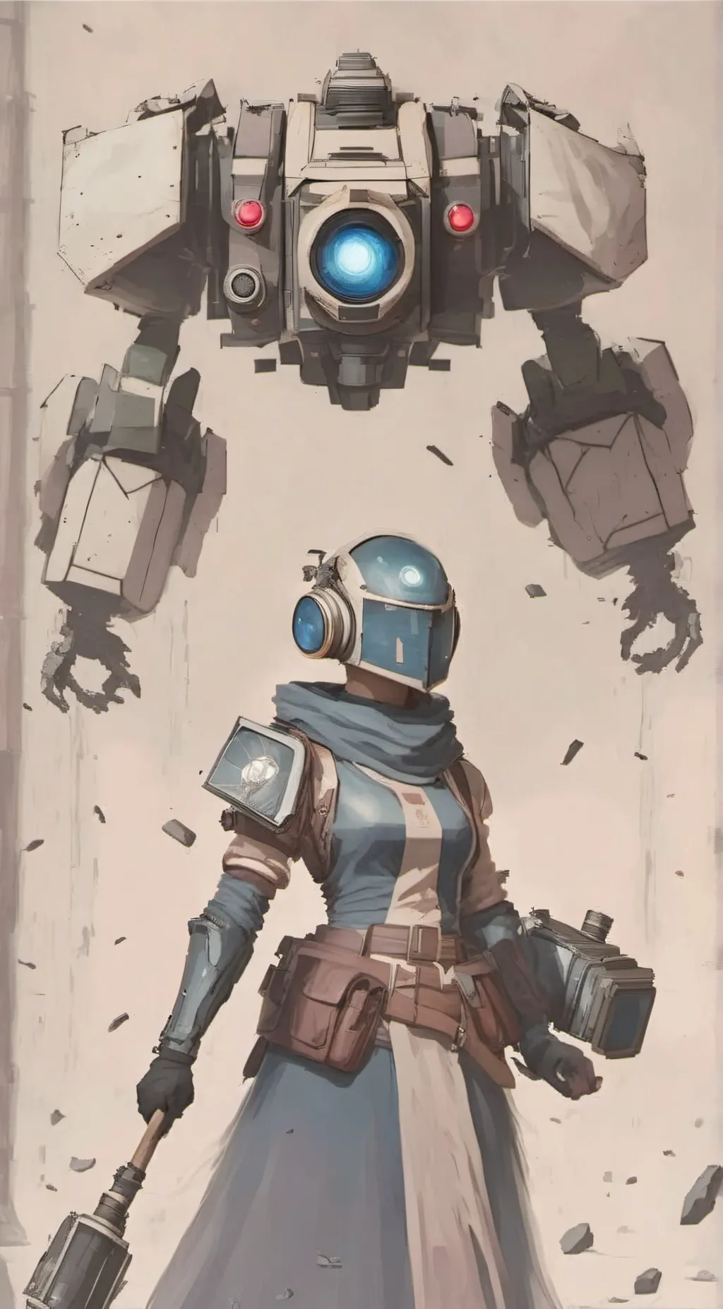 ai character: titan camerawoman  background