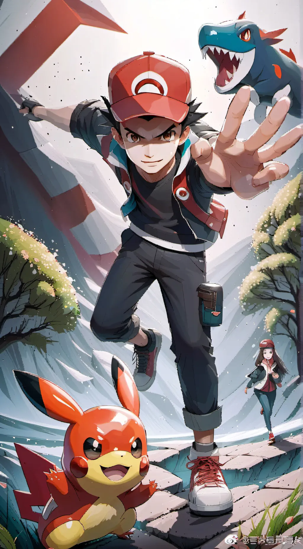 ai character: Red (Pokémon) background