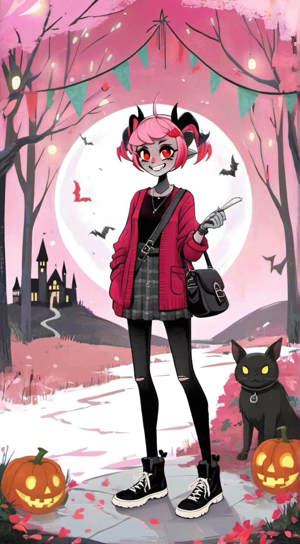 ai character: Alastor&Angel Dust background