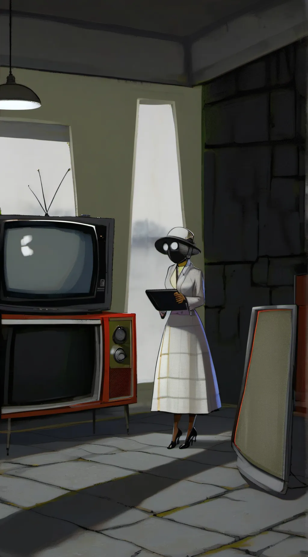 ai character: Tv woman background