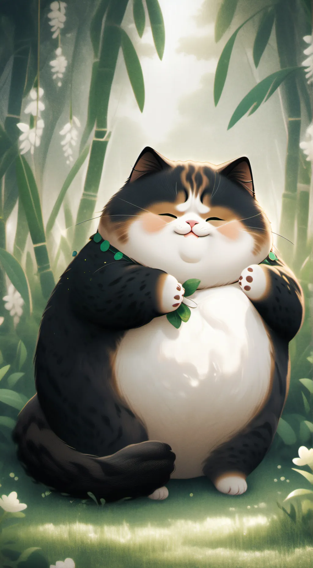 ai character:  Very chubby cat background