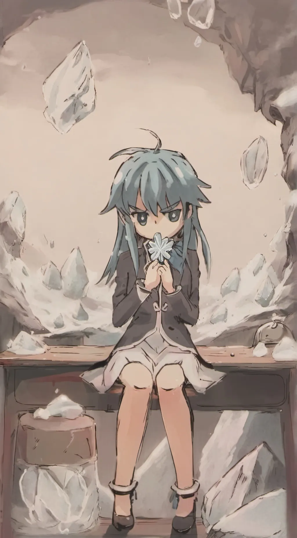 ai character: glacey background