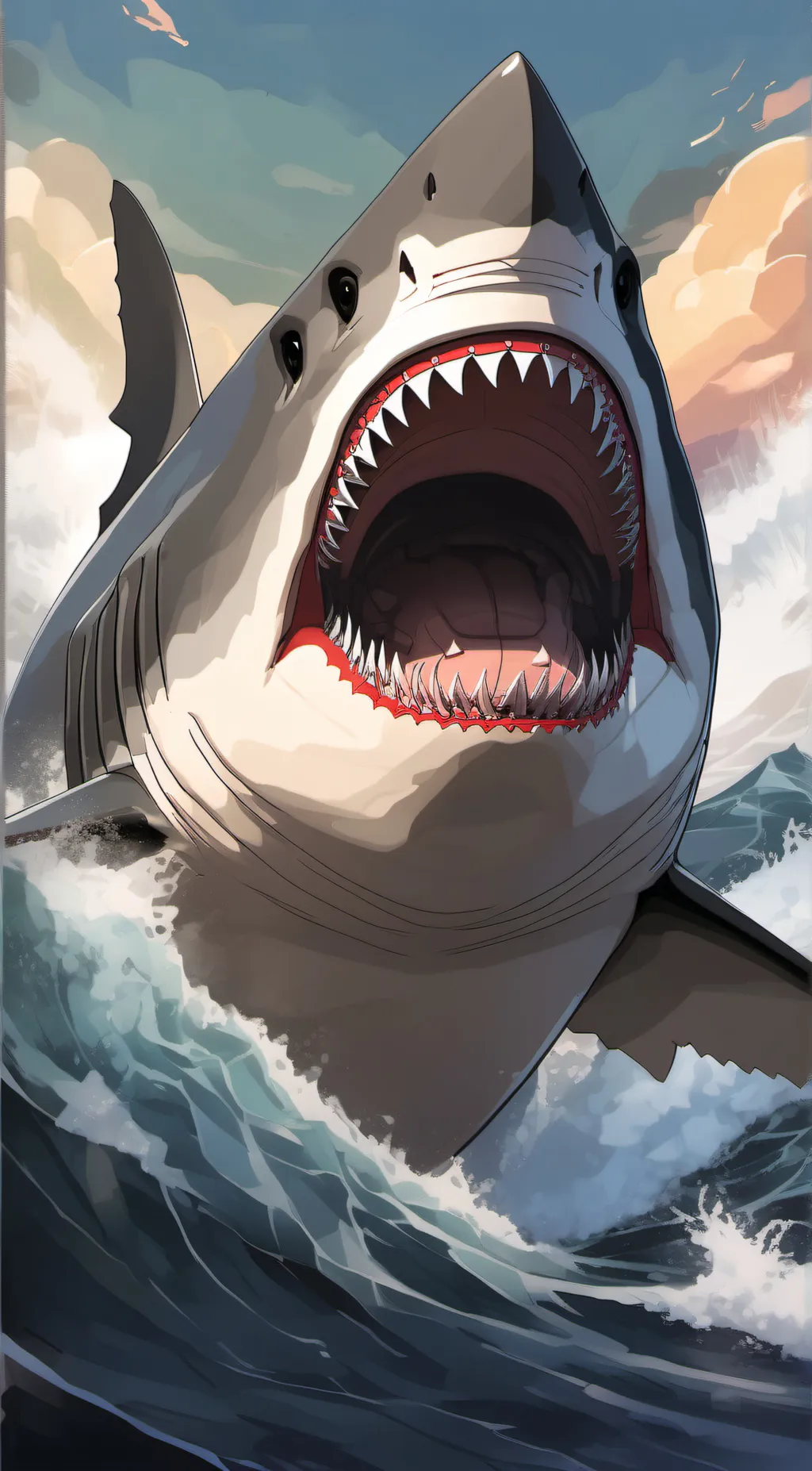 ai character: A.  shark background