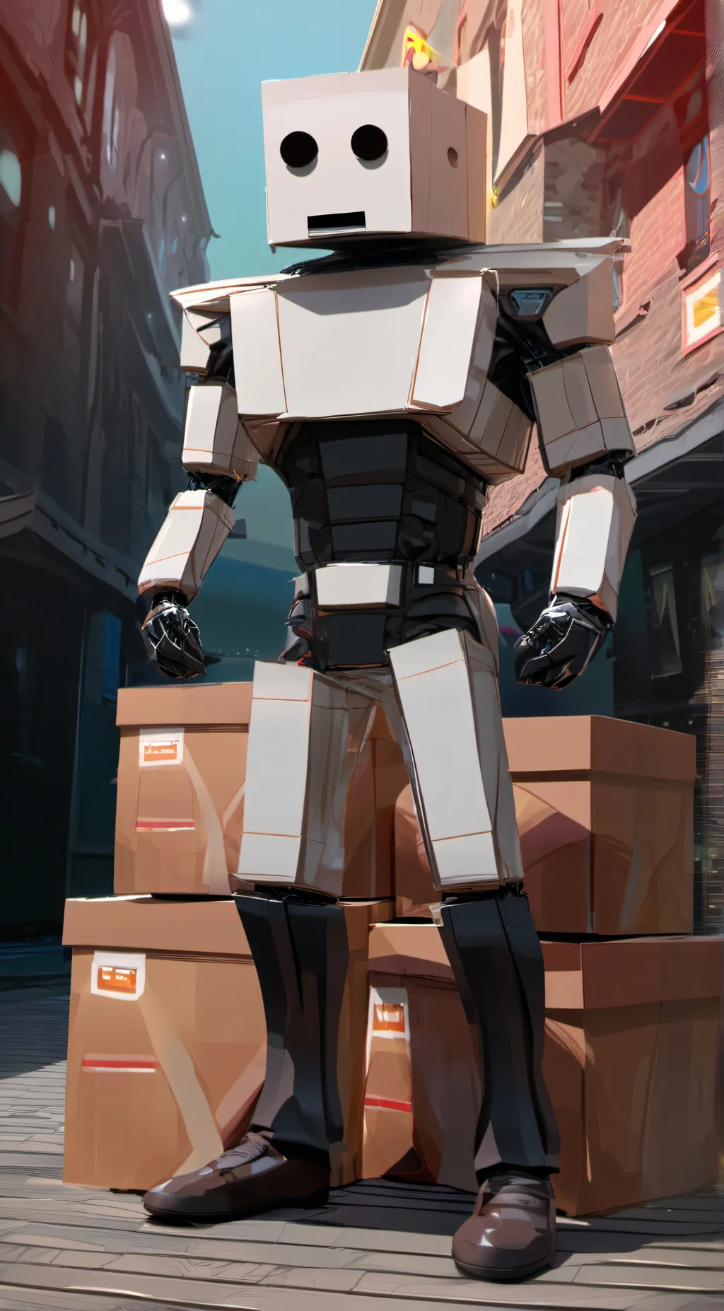 ai character: box man background