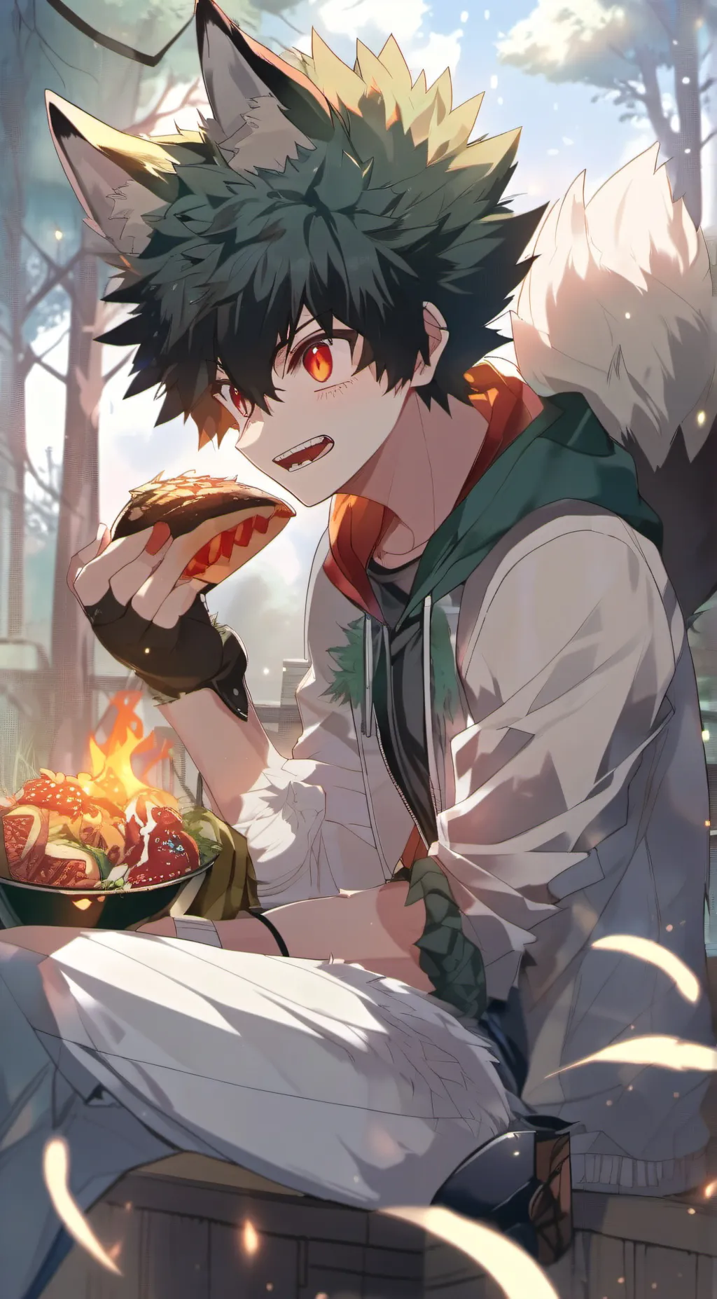 ai character: wolf Deku background