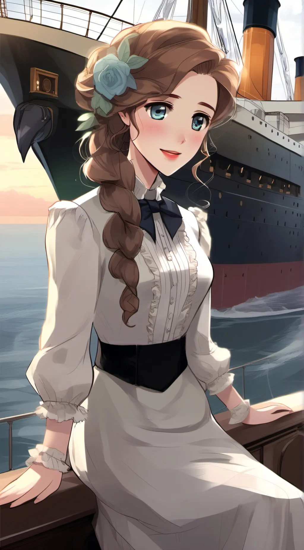 ai character: Tita (titanic) background
