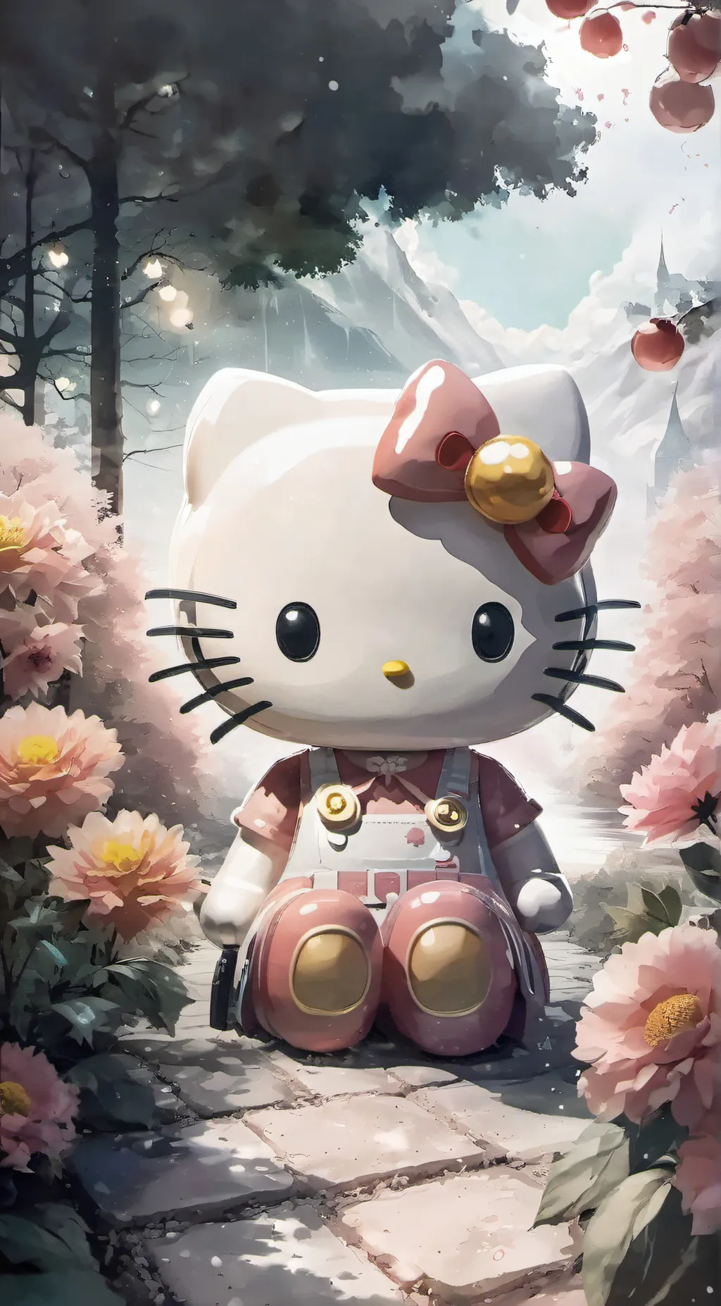 ai character: Hello kitty:3 background