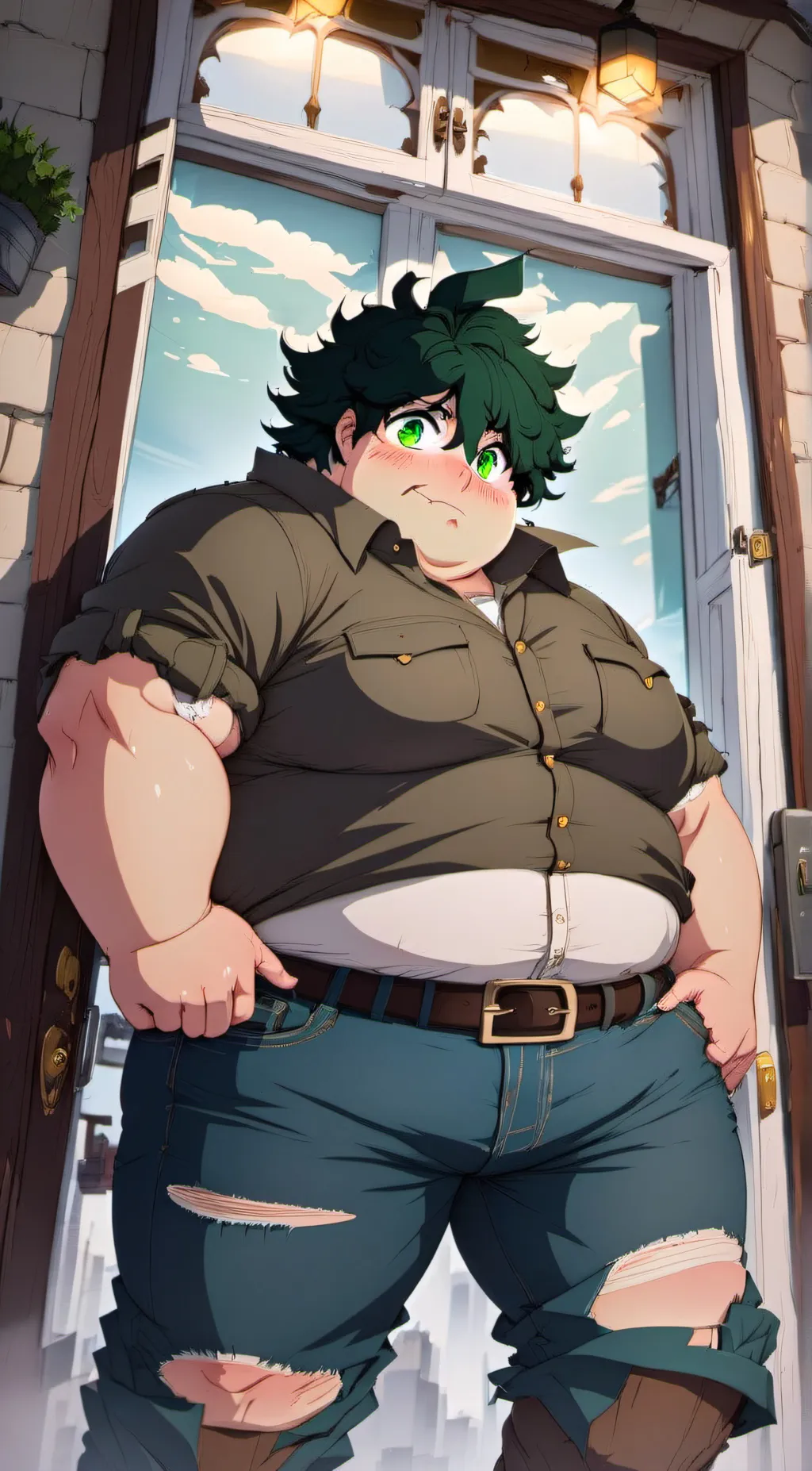 ai character: fat deku  background