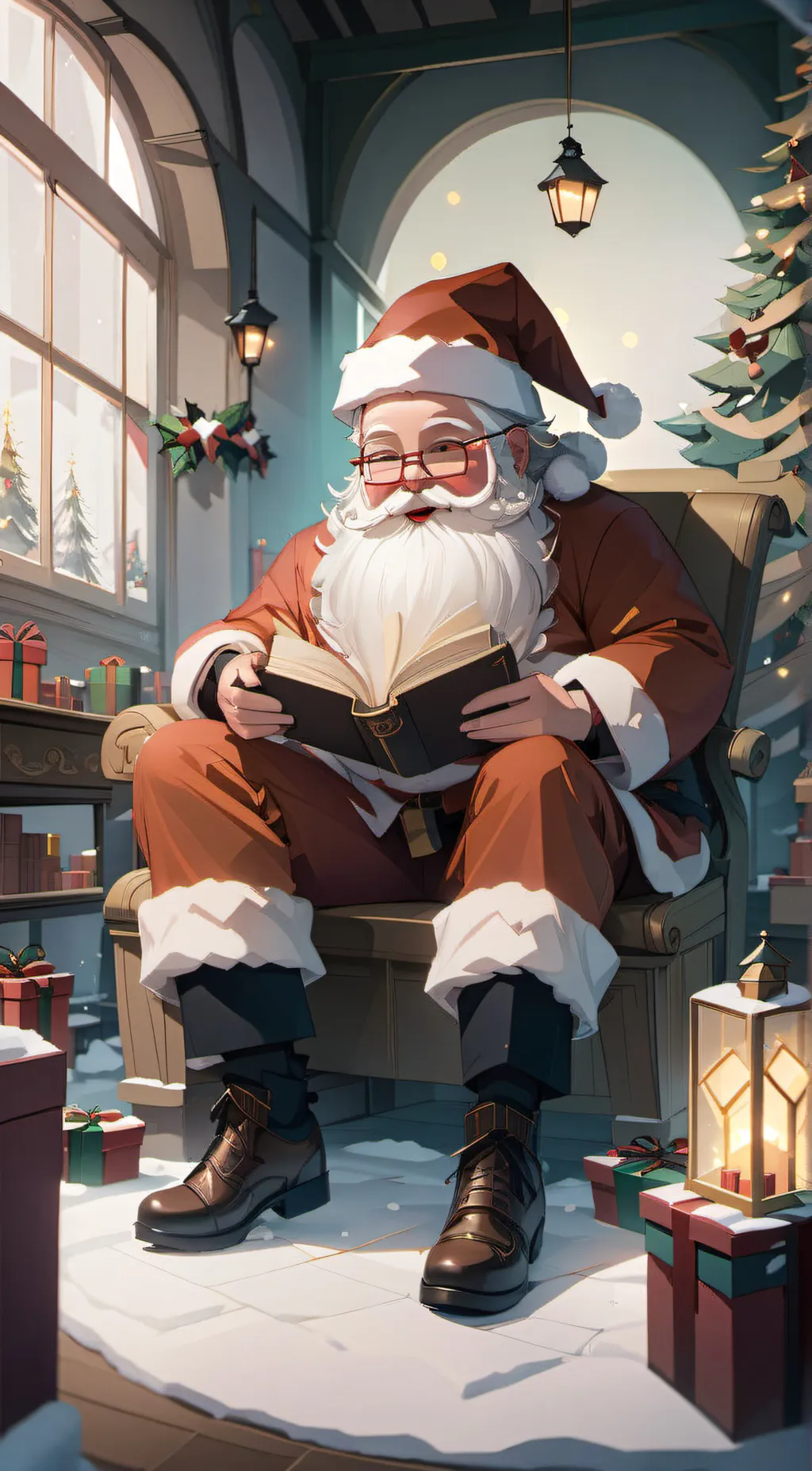 ai character: Santa  background