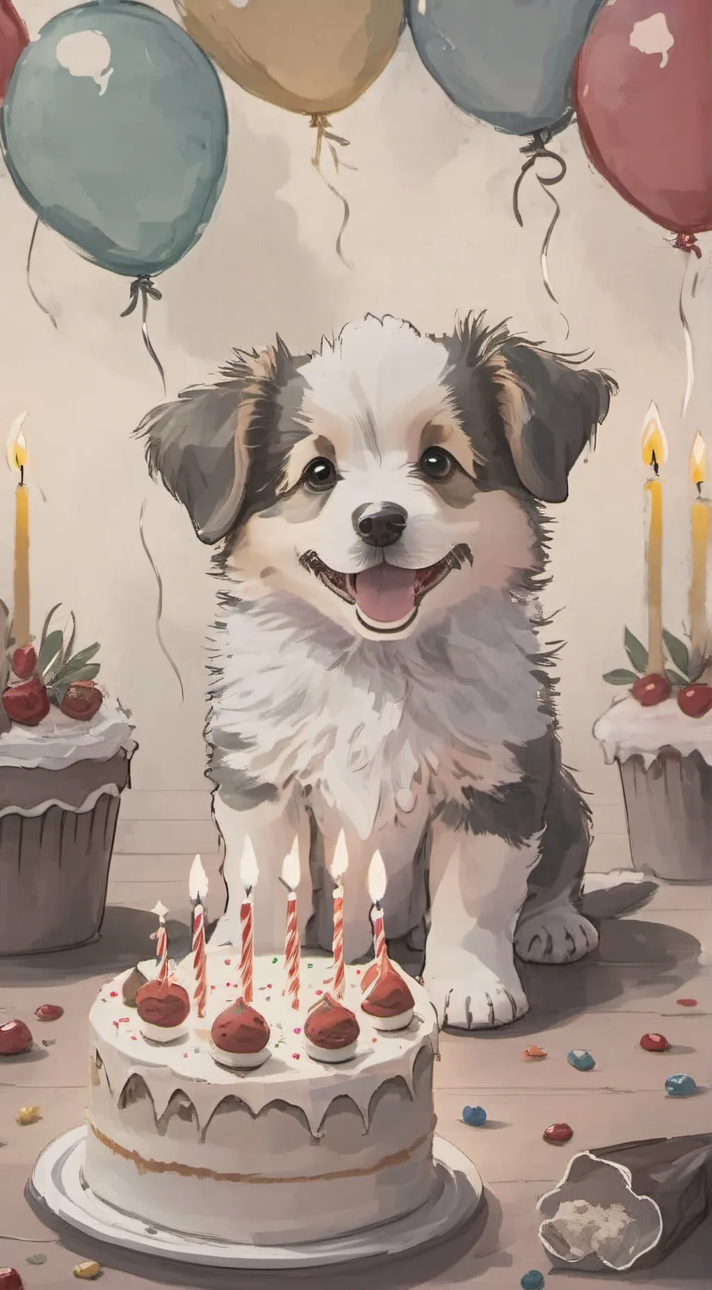 ai character: Birthday pup  background