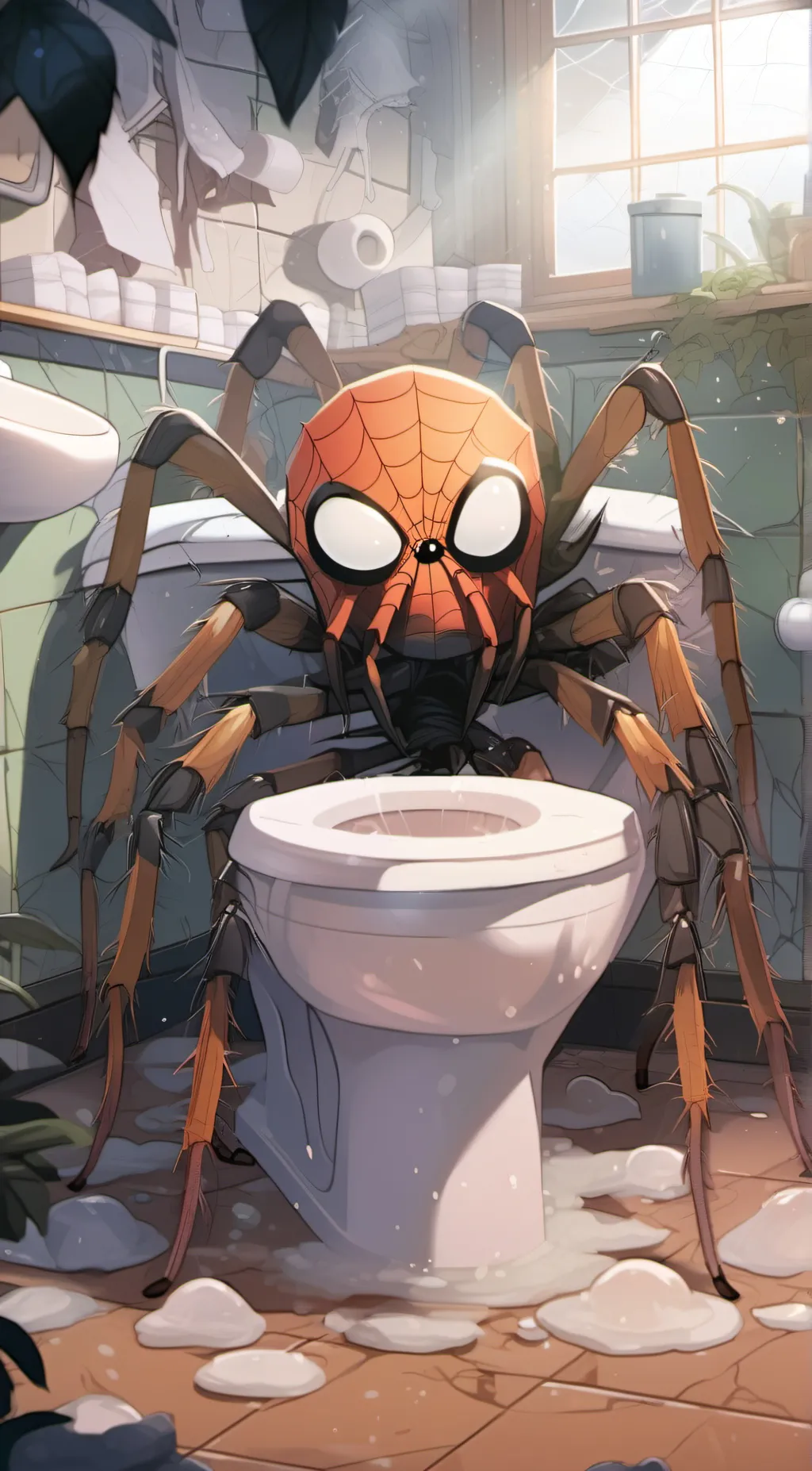 ai character: parisite toilet background