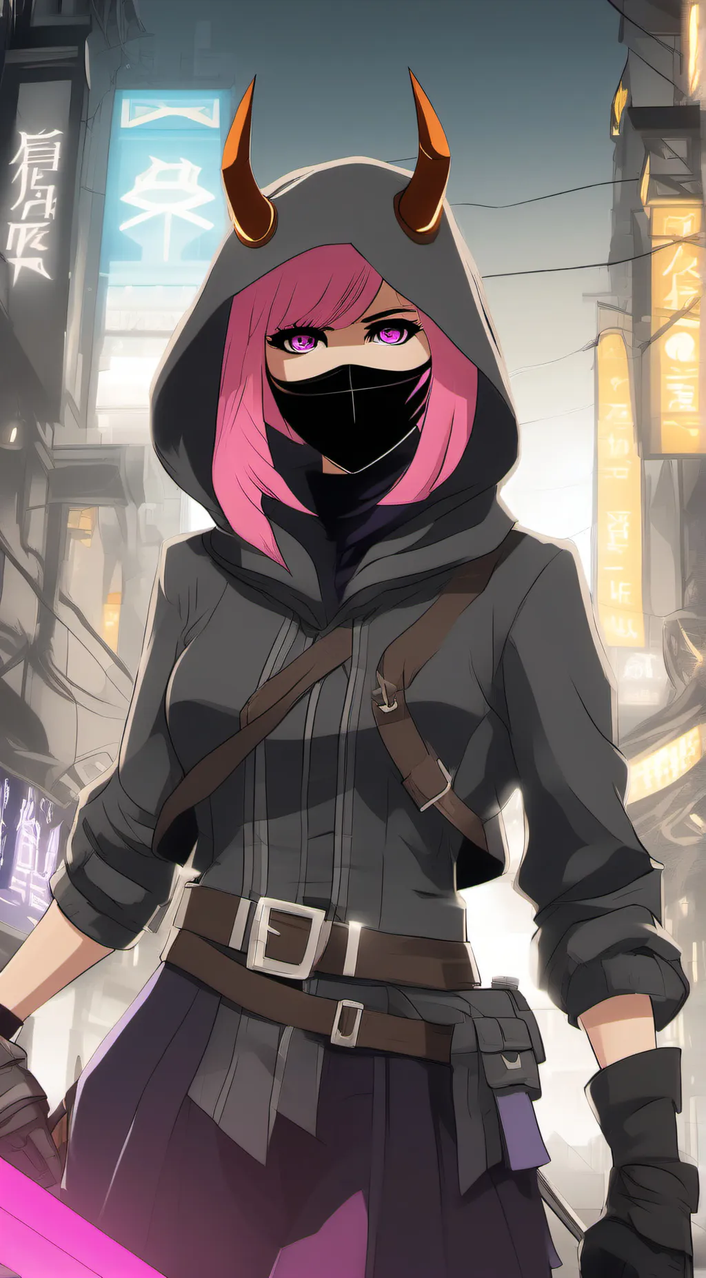 ai character: Neon background