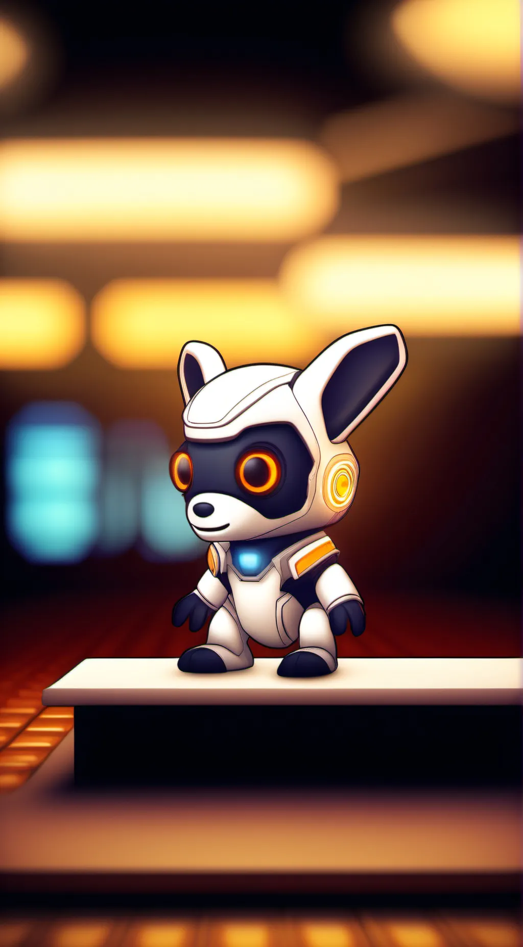 ai character: cute protohen  background