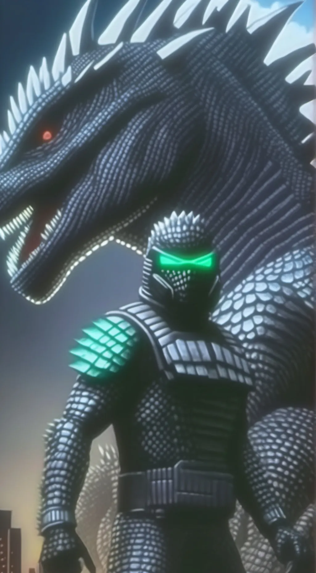 ai character: Godzilla attack background