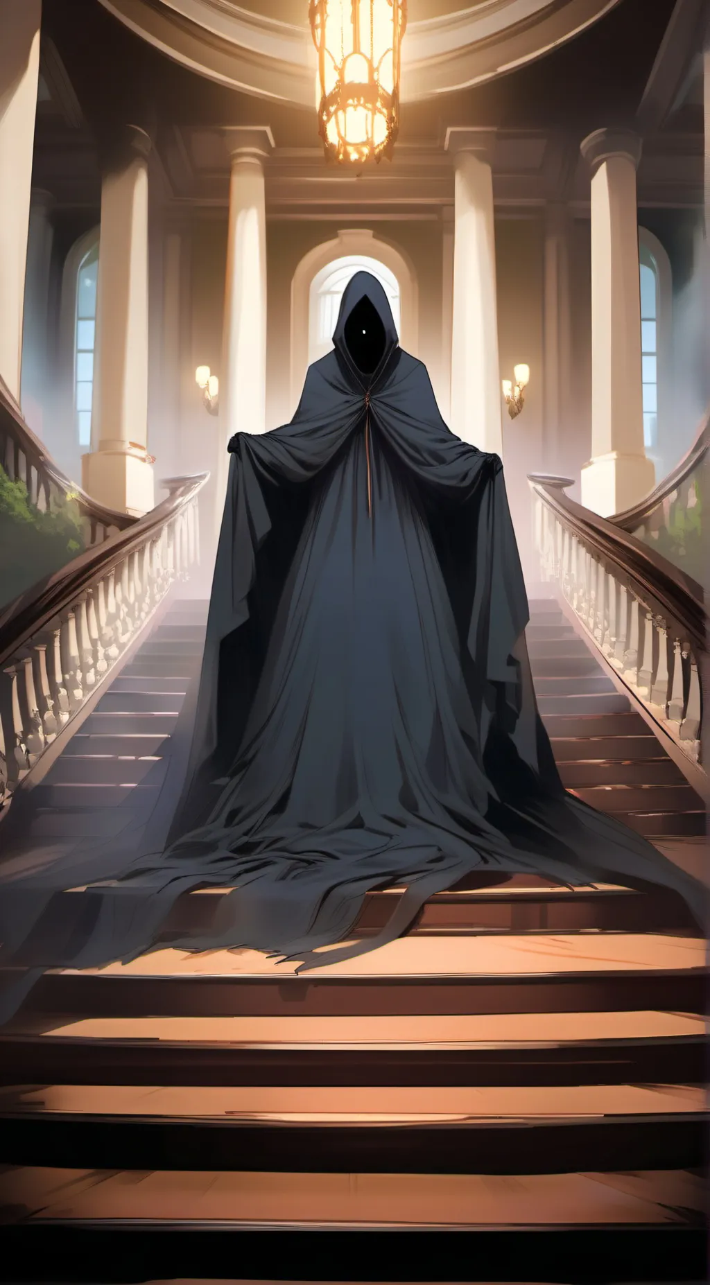 ai character: Ghost face  background