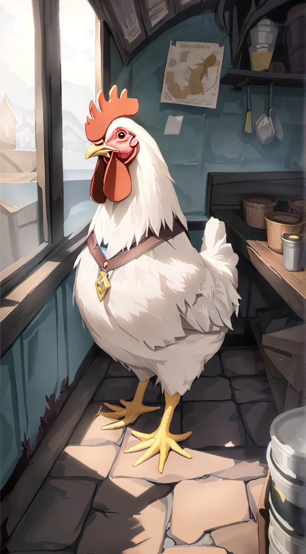 ai character: your pet chiken  background