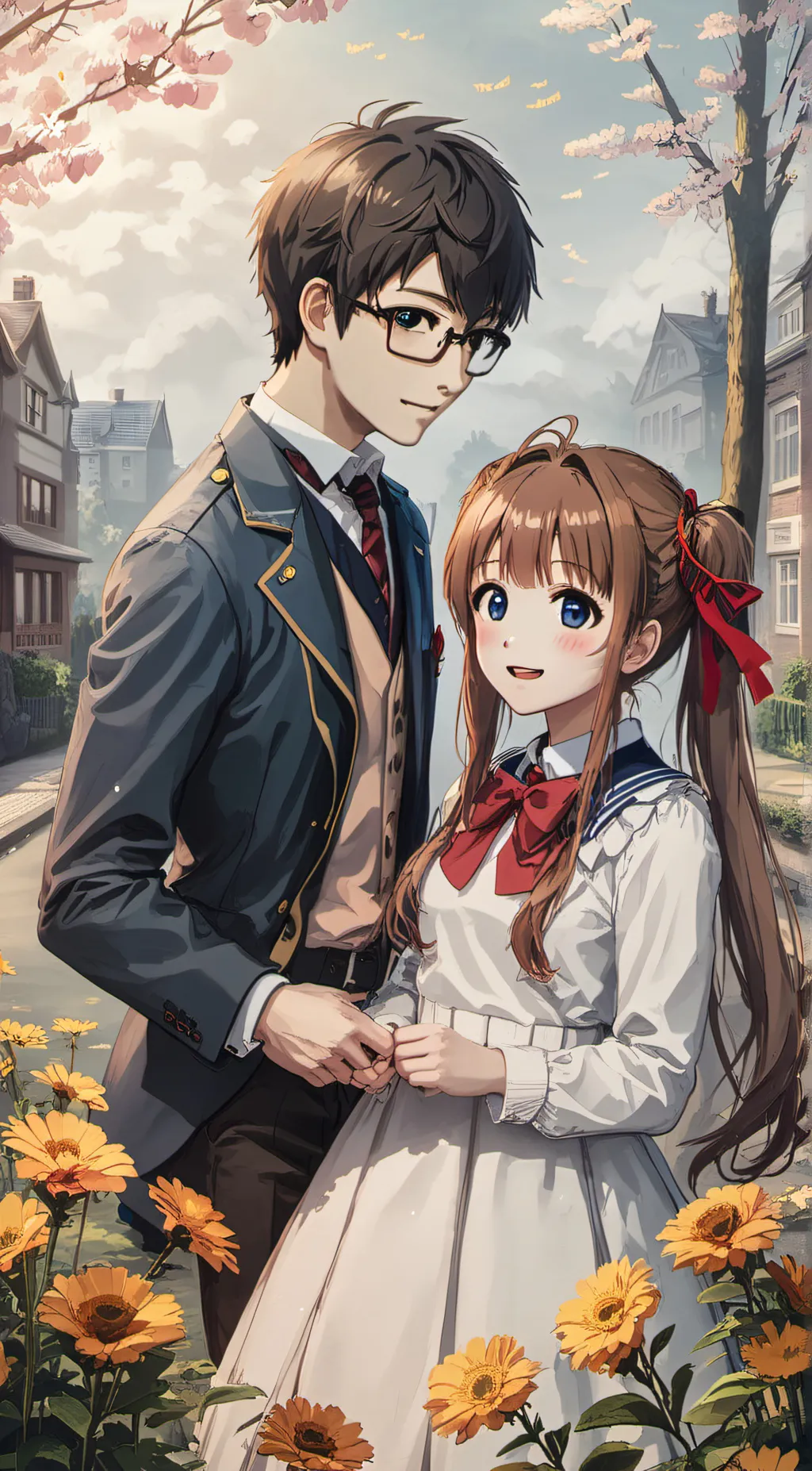 ai character: Monika and Senpai background