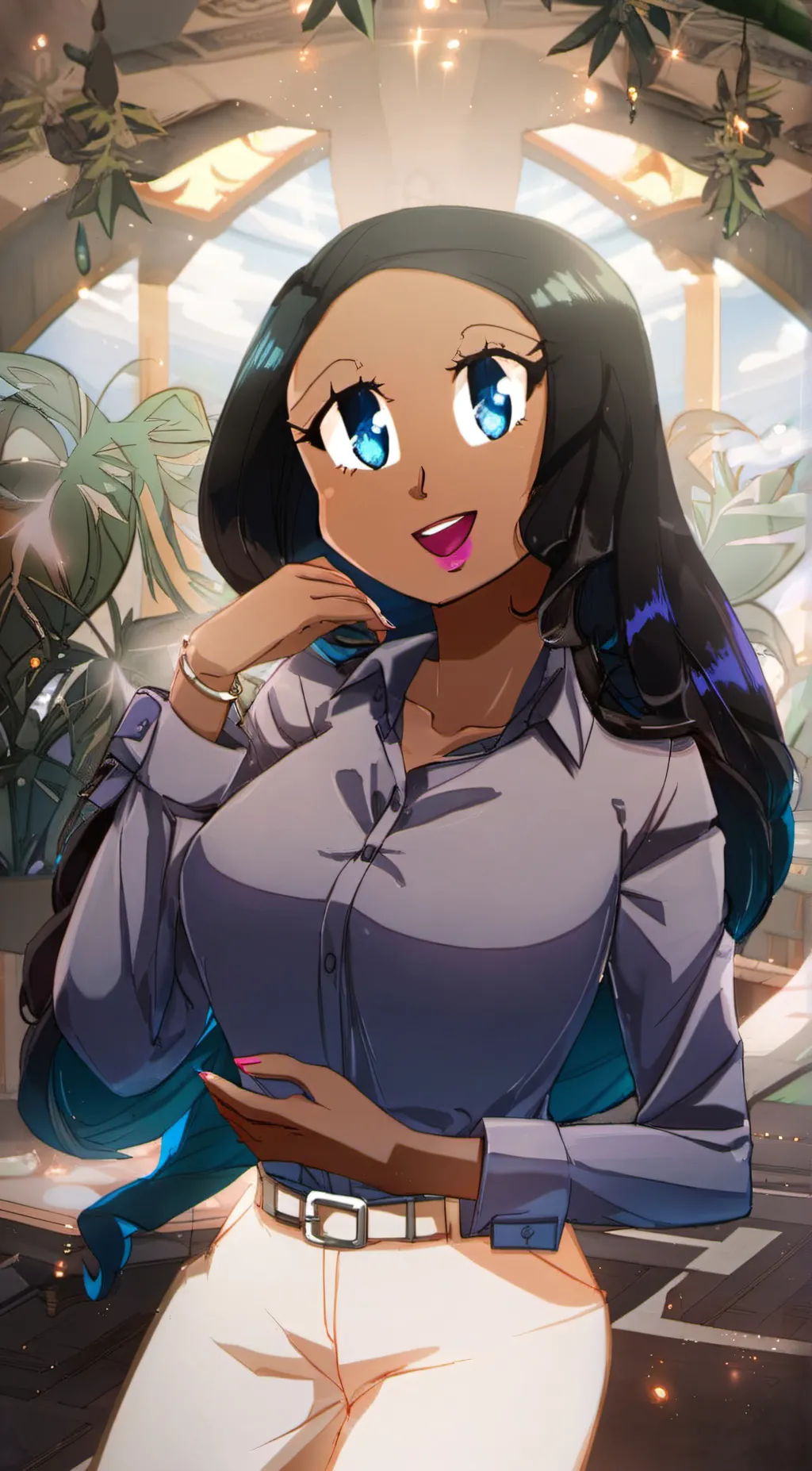 ai character: Ashley Blossom  background