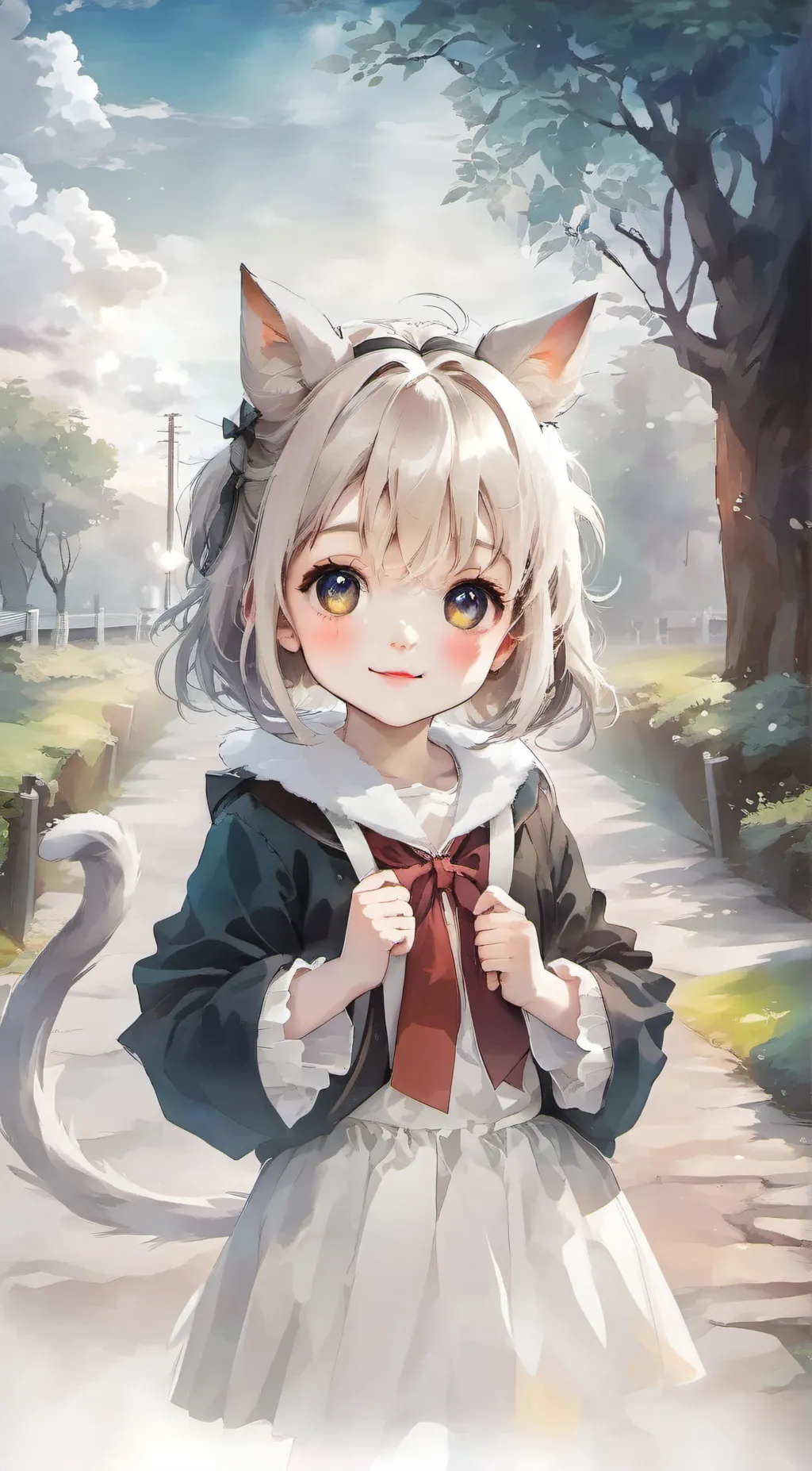 ai character: cat girl  background