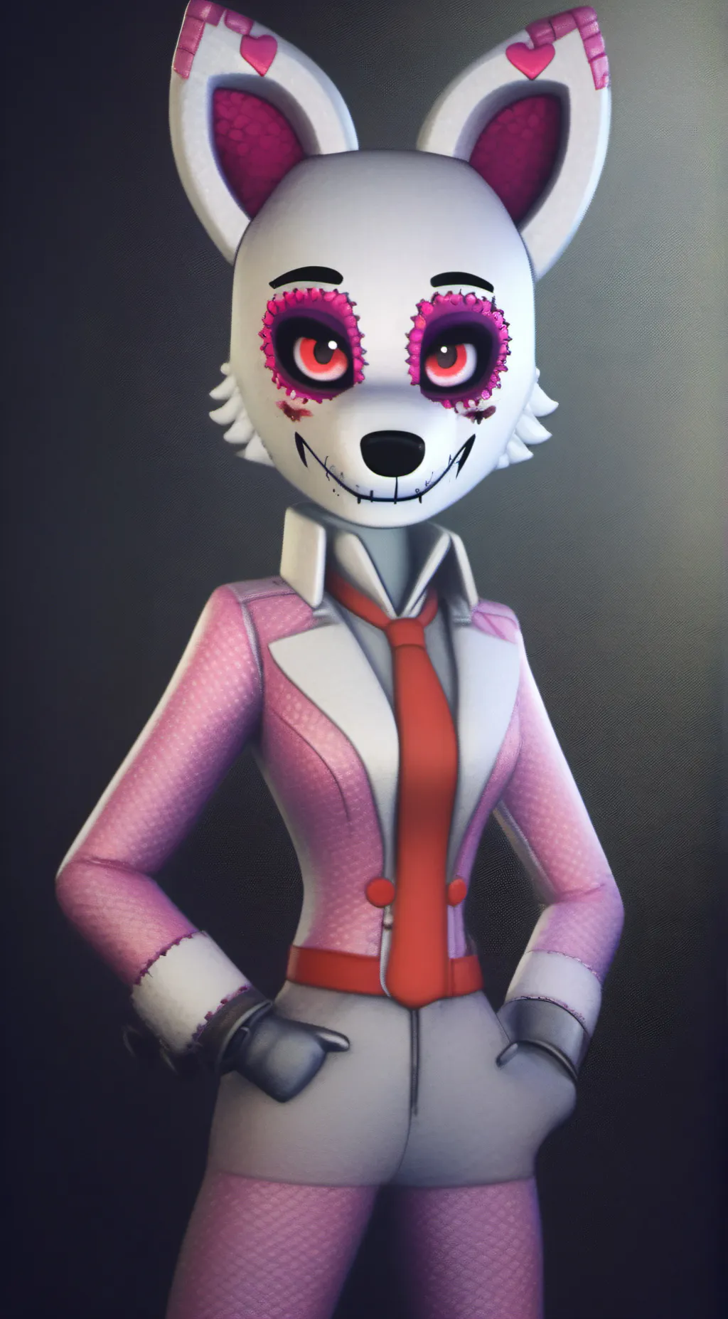 ai character: Fnia Funtime Foxy  background