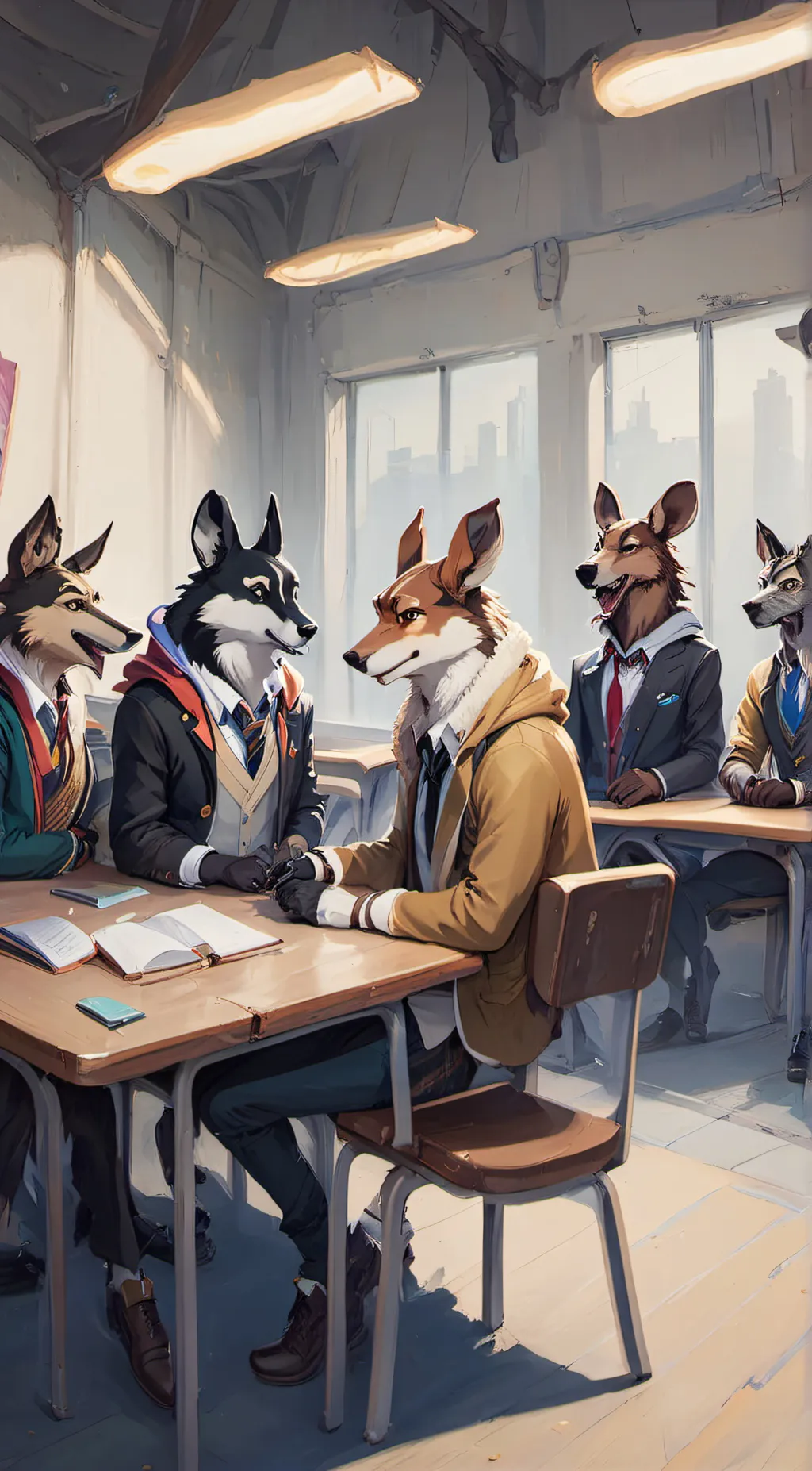 ai character: furry school background