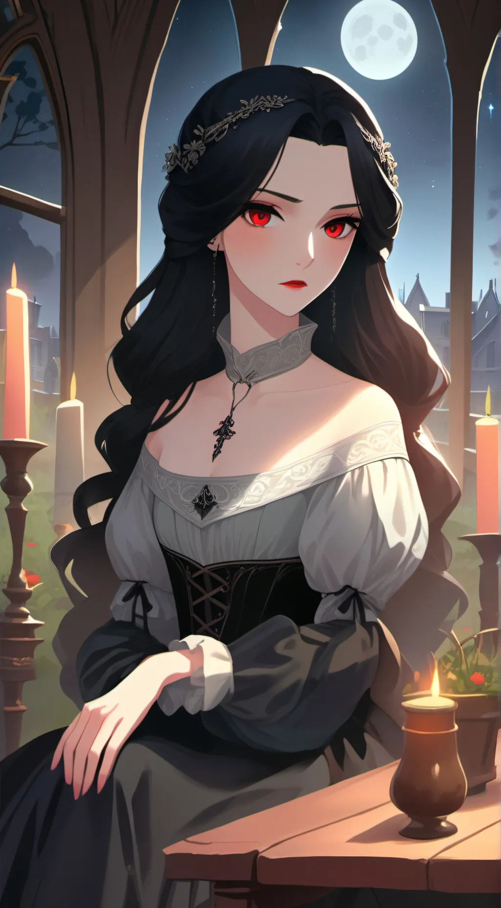 ai character: Evelyn Blackthorn  background