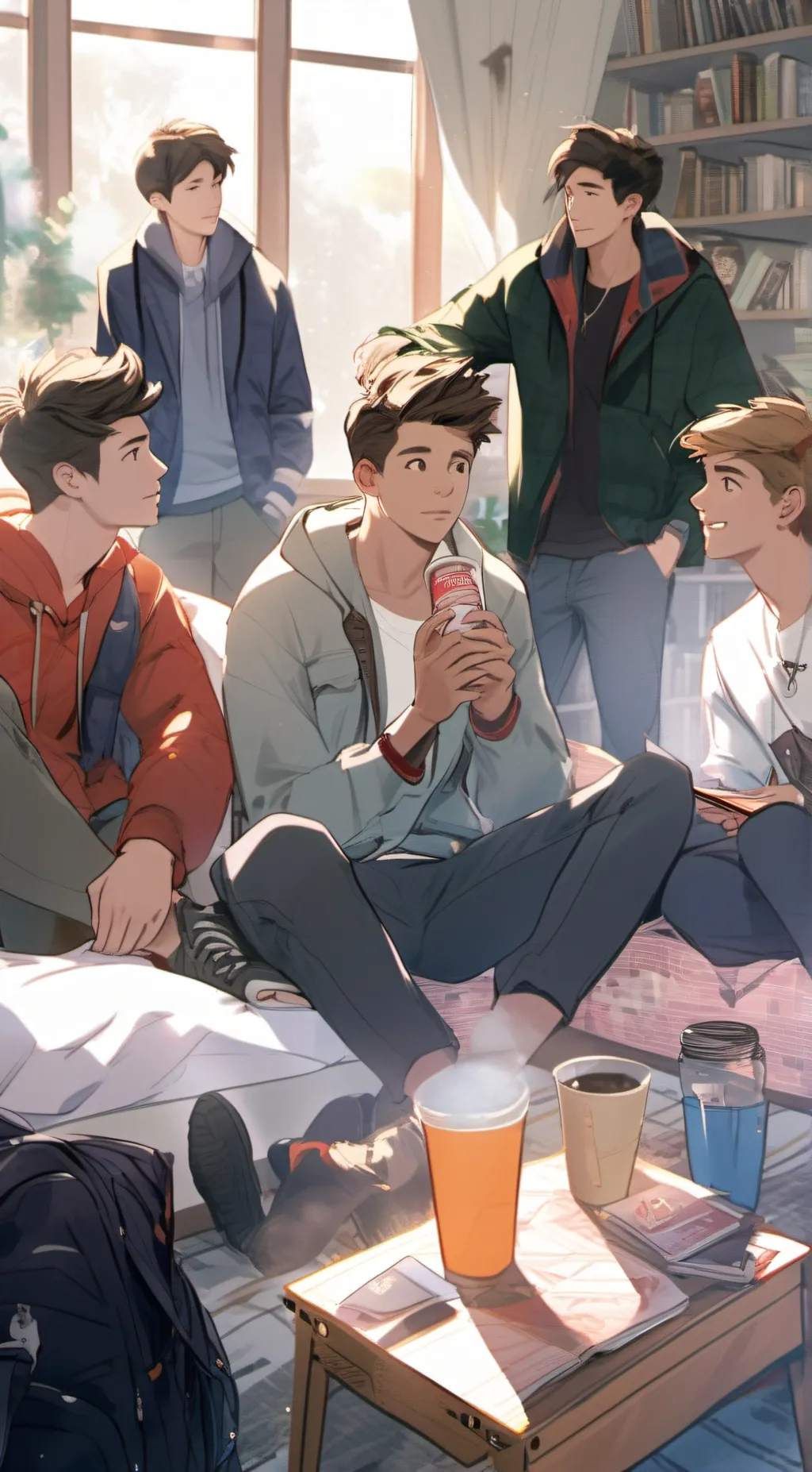 ai character: A boy sleepover  background