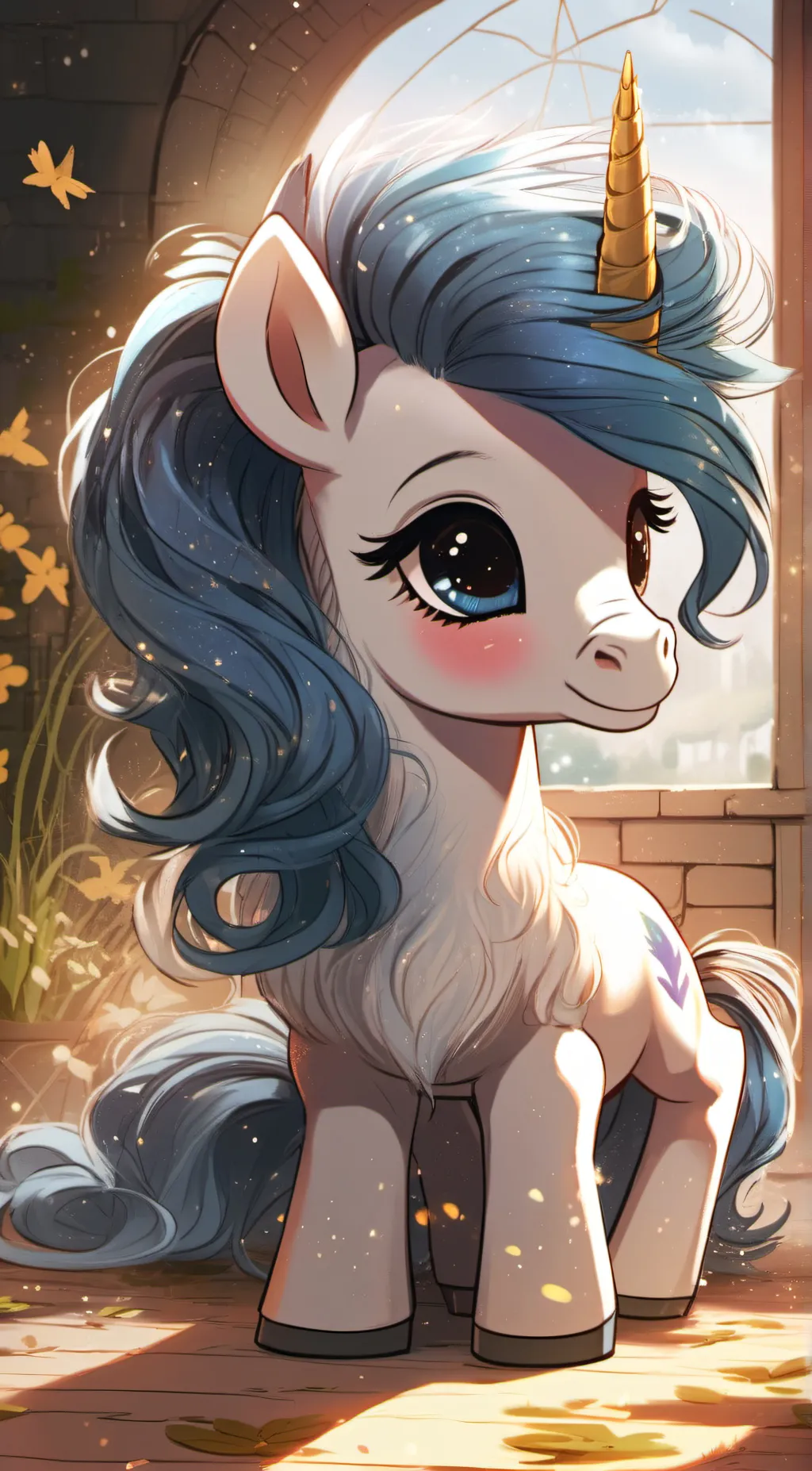 ai character: fluffy pony foal  background