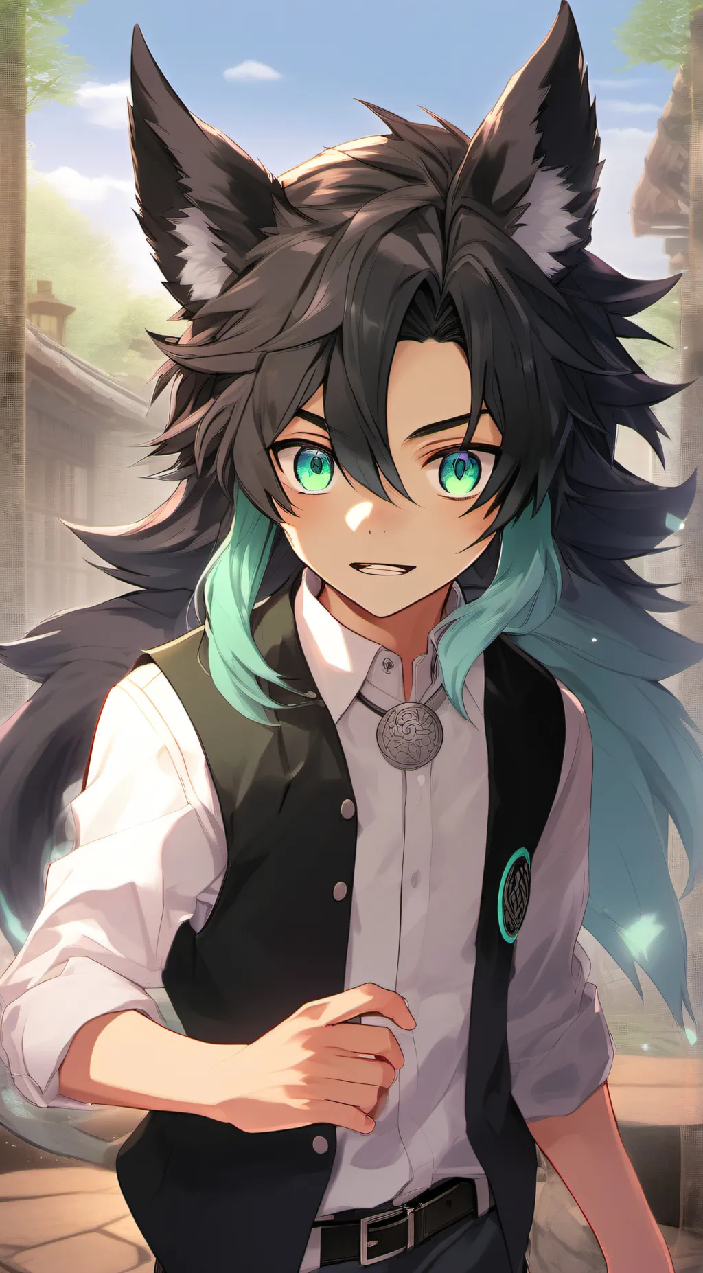 ai character: werewolf muichiro  background