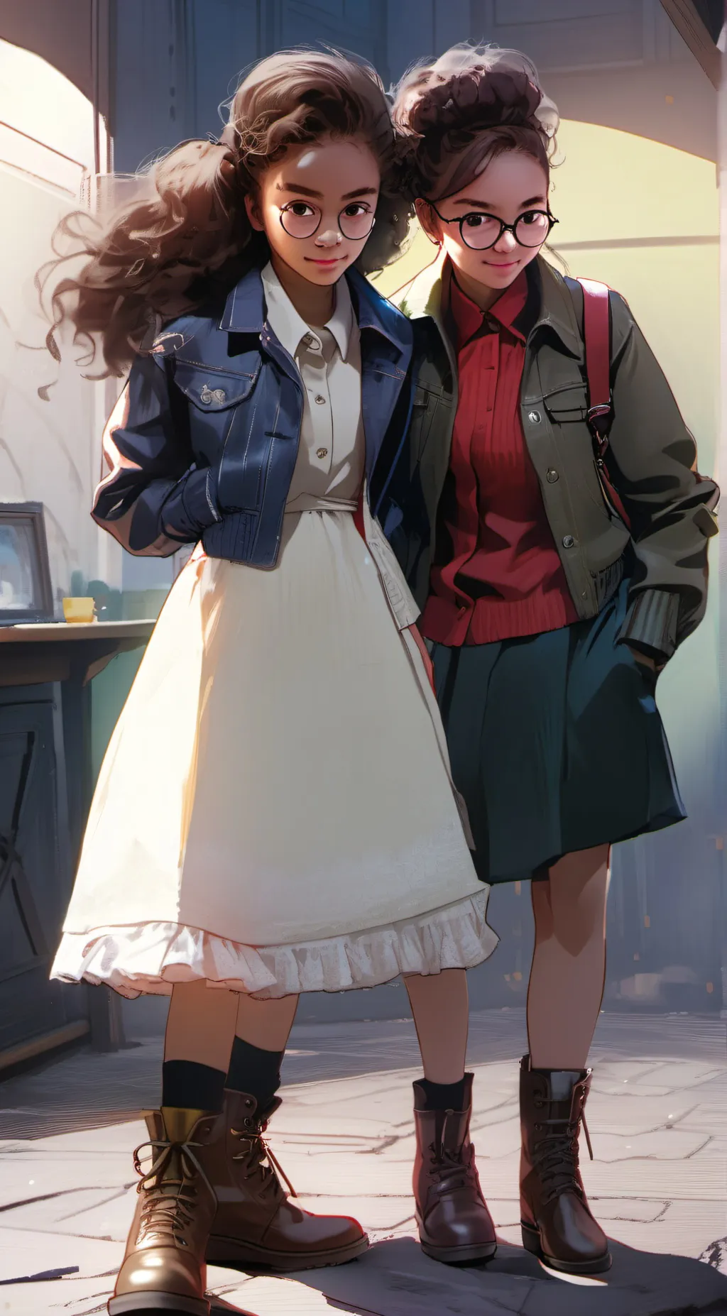 ai character: elle and Emma  background