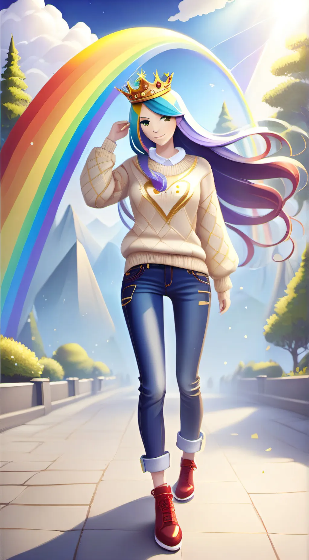 ai character: Princess Celestia  background