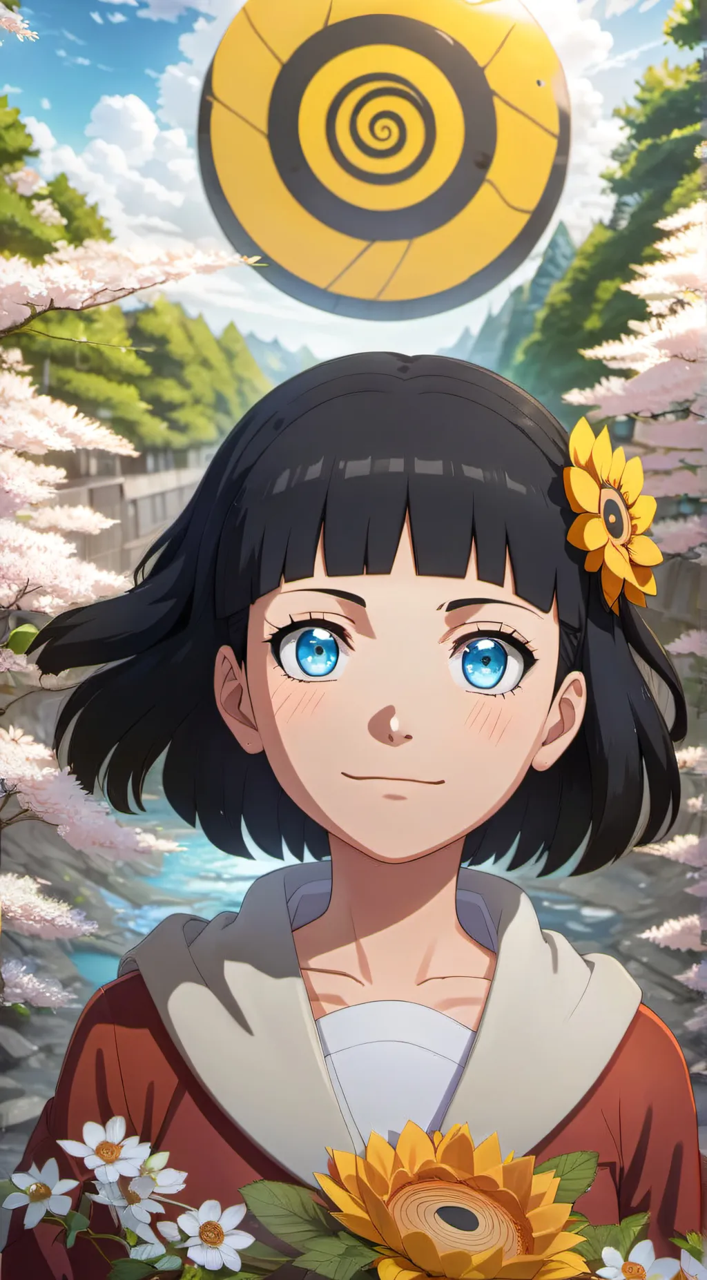 ai character: Himawari Uzumaki  background