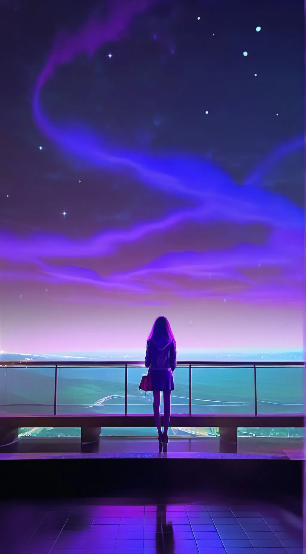 ai character: purple girl background