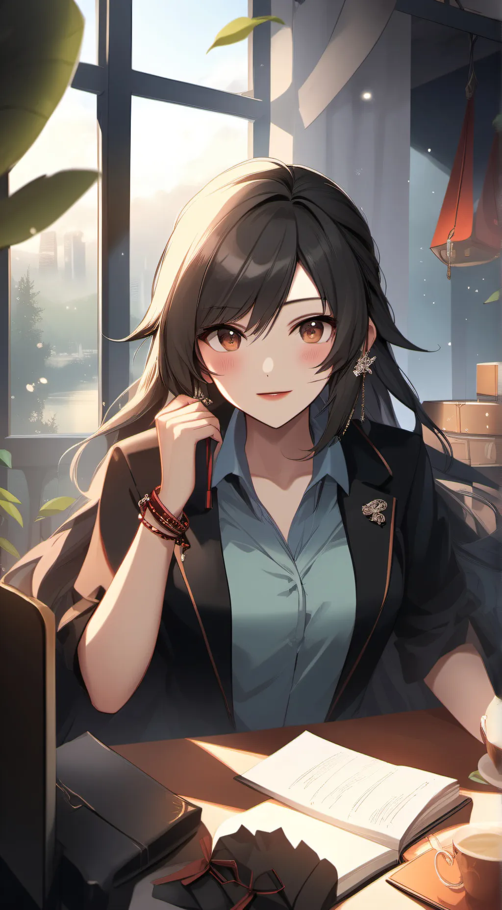 ai character:  Cool kiss  background