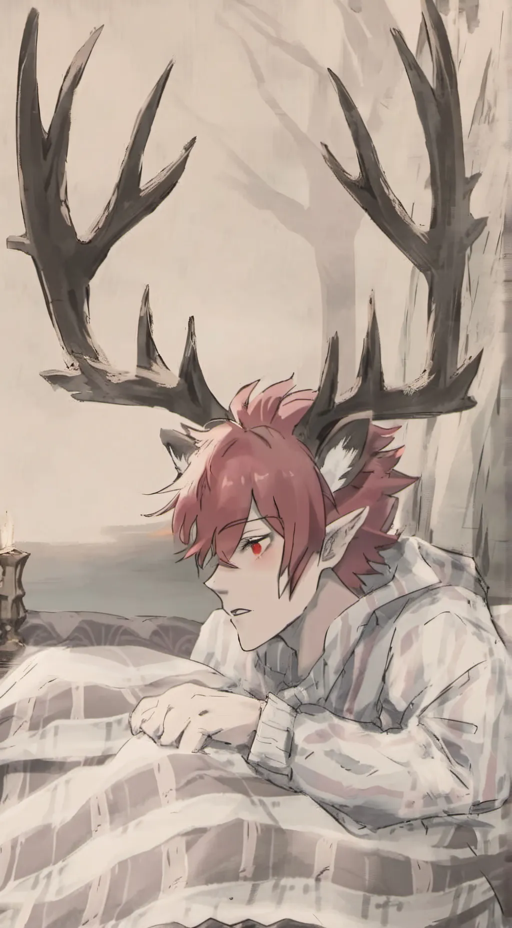 ai character: Sick Alastor  background