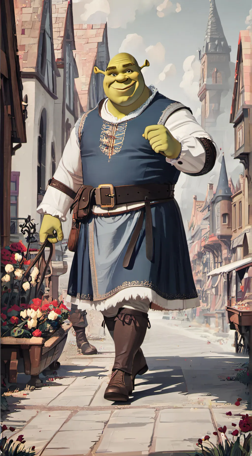 ai character: Shrek In A Dress background