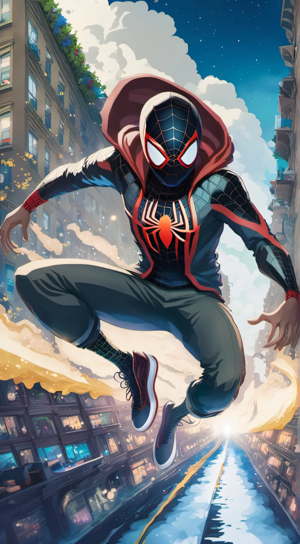 ai character: miles Morales  background
