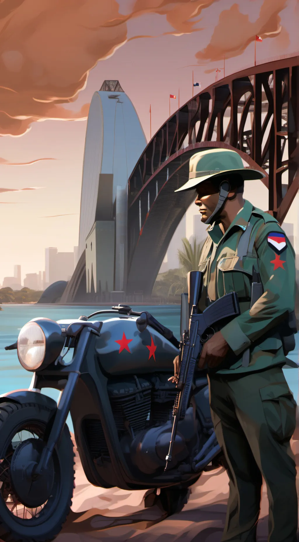 ai character: military guy background
