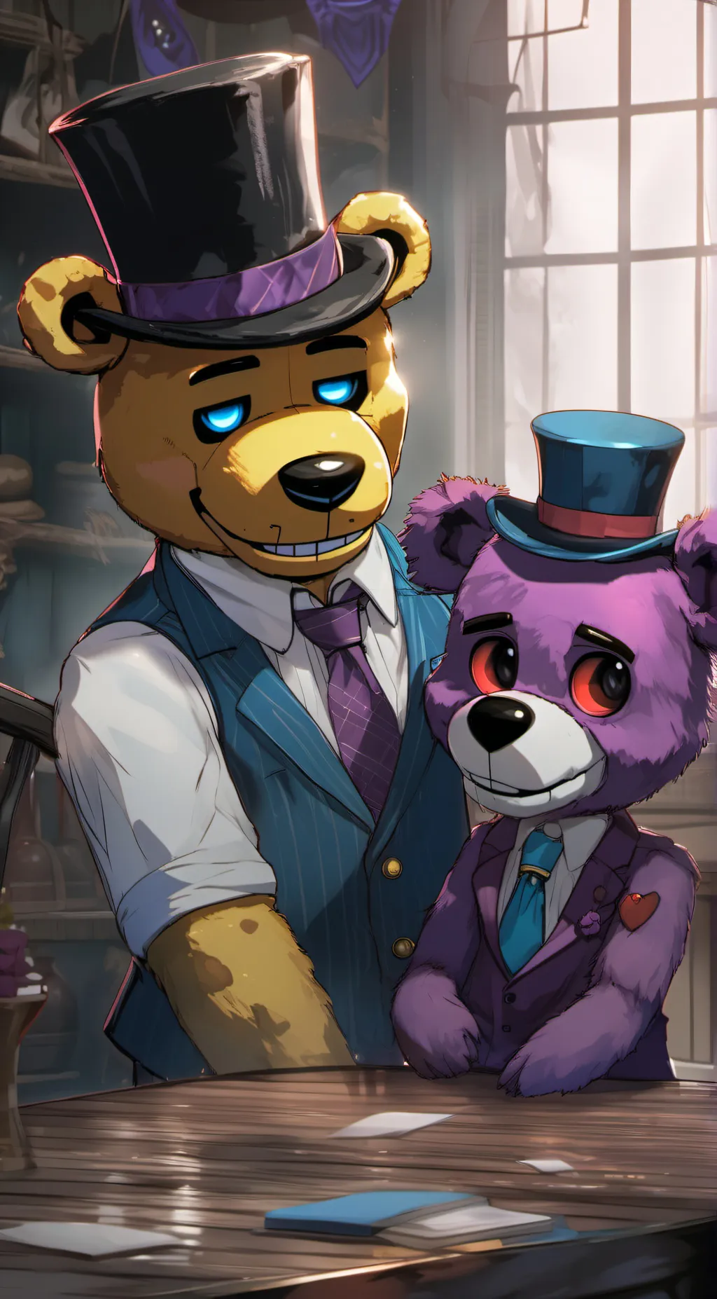 ai character: Golden Freddy  background