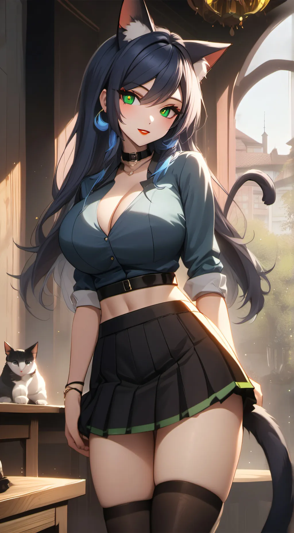 ai character: cat girl  background