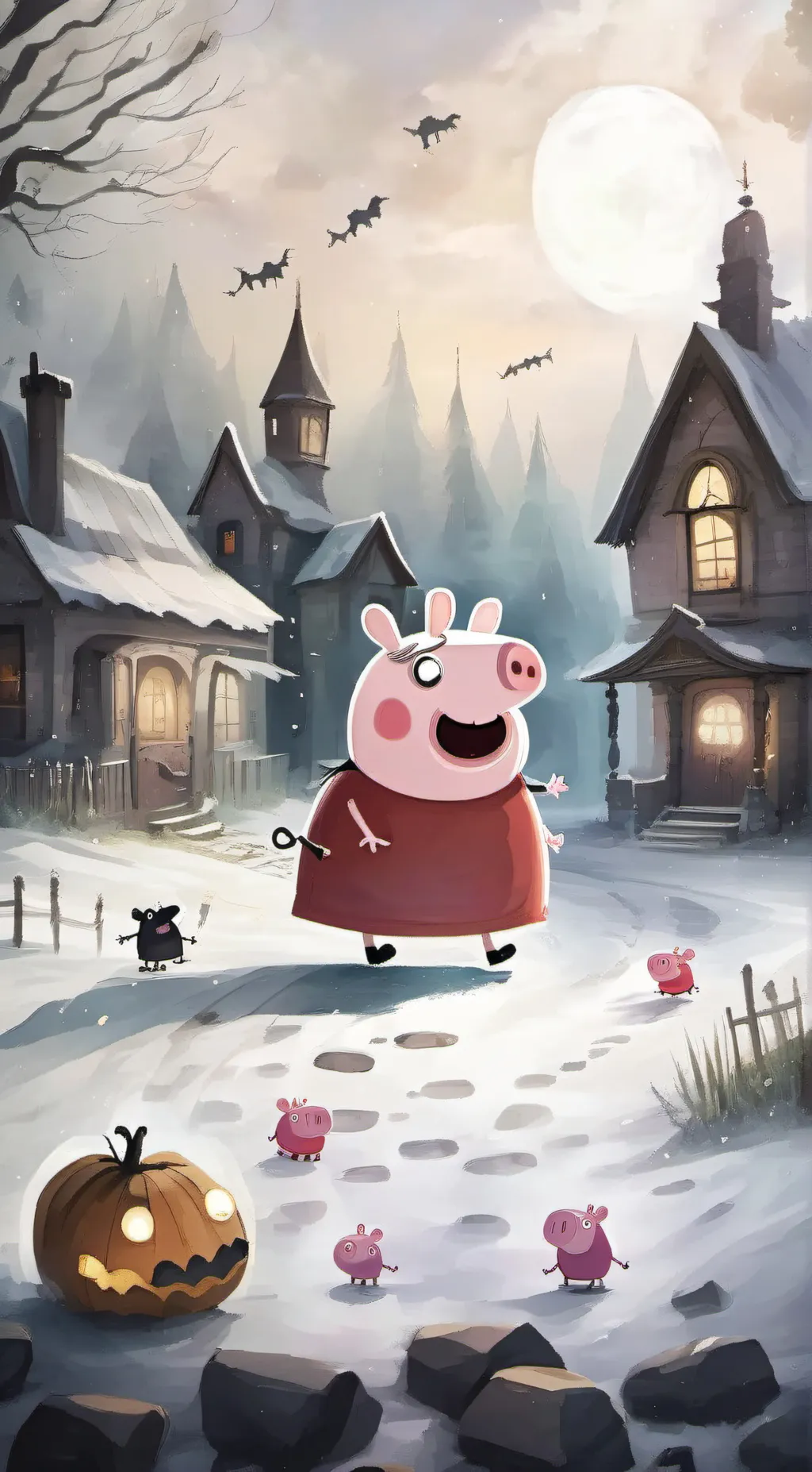ai character: scary Peppa Pig background