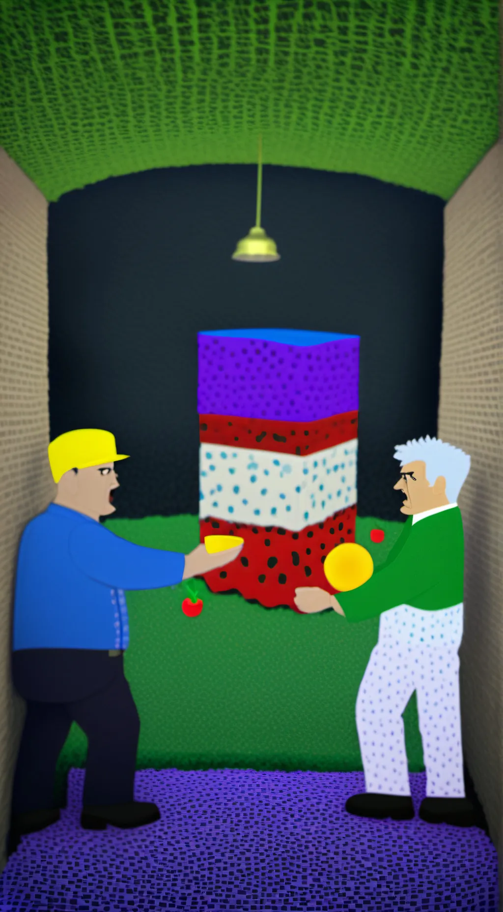 ai character: blocks fruits beg background