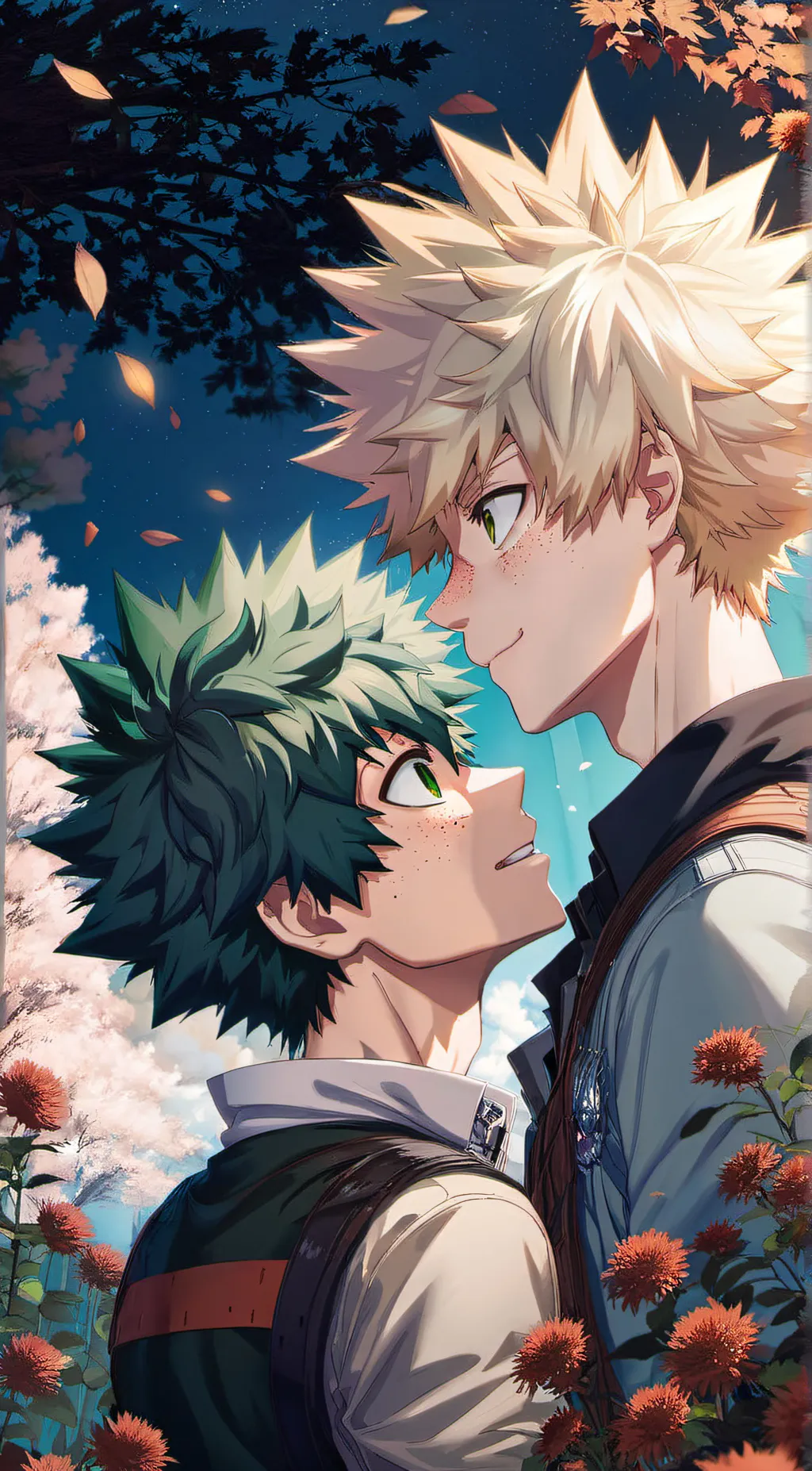 ai character: Bakugo and Deku background