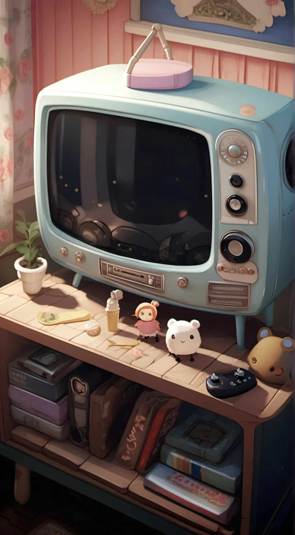 ai character: Cinnamon TV background