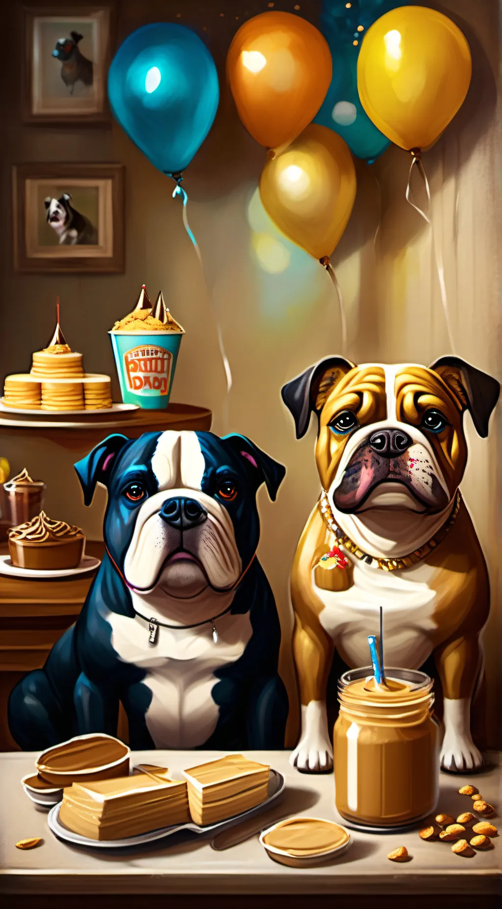 ai character: peanut,dog, puffe4 background