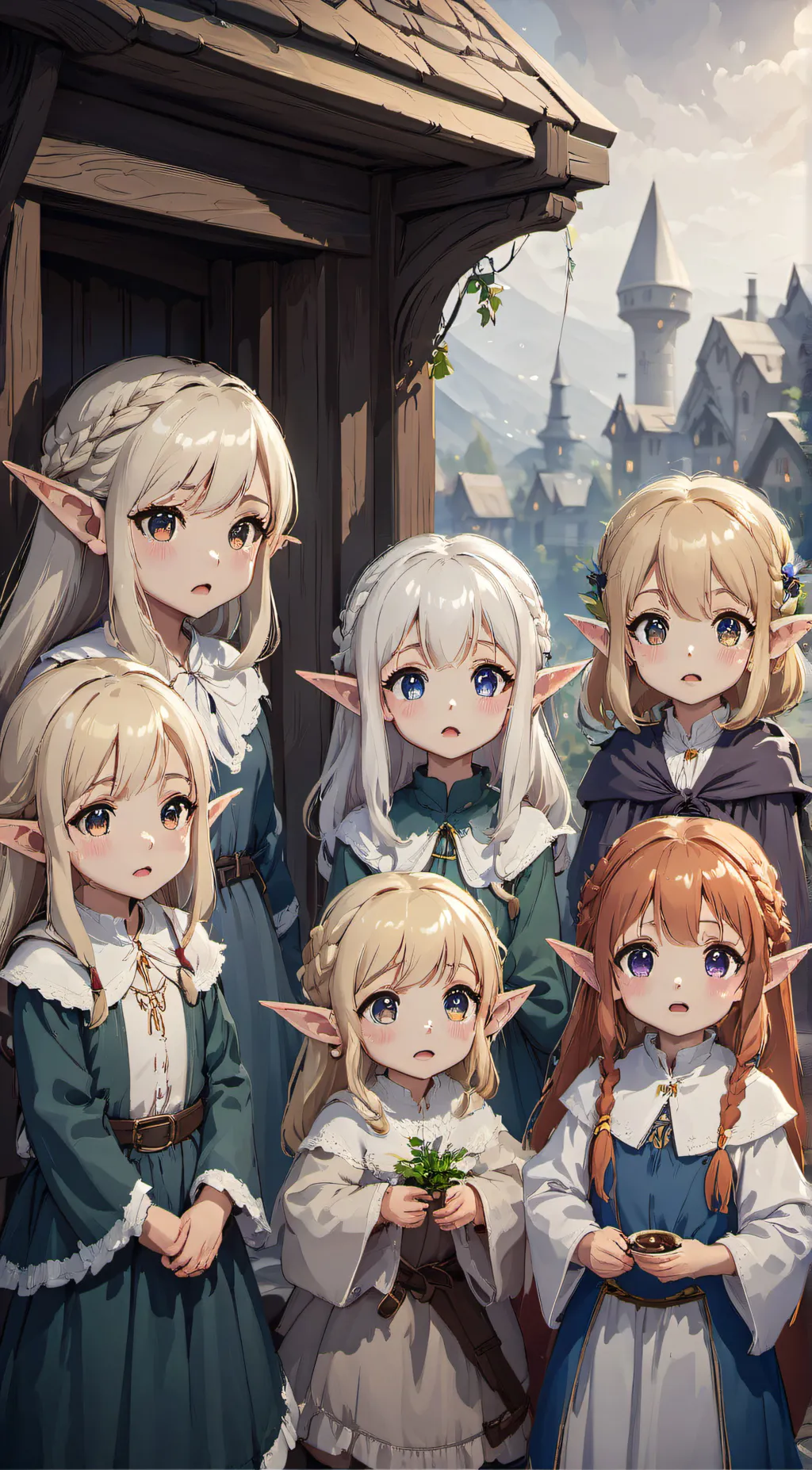 ai character: Scared Elf Girls background