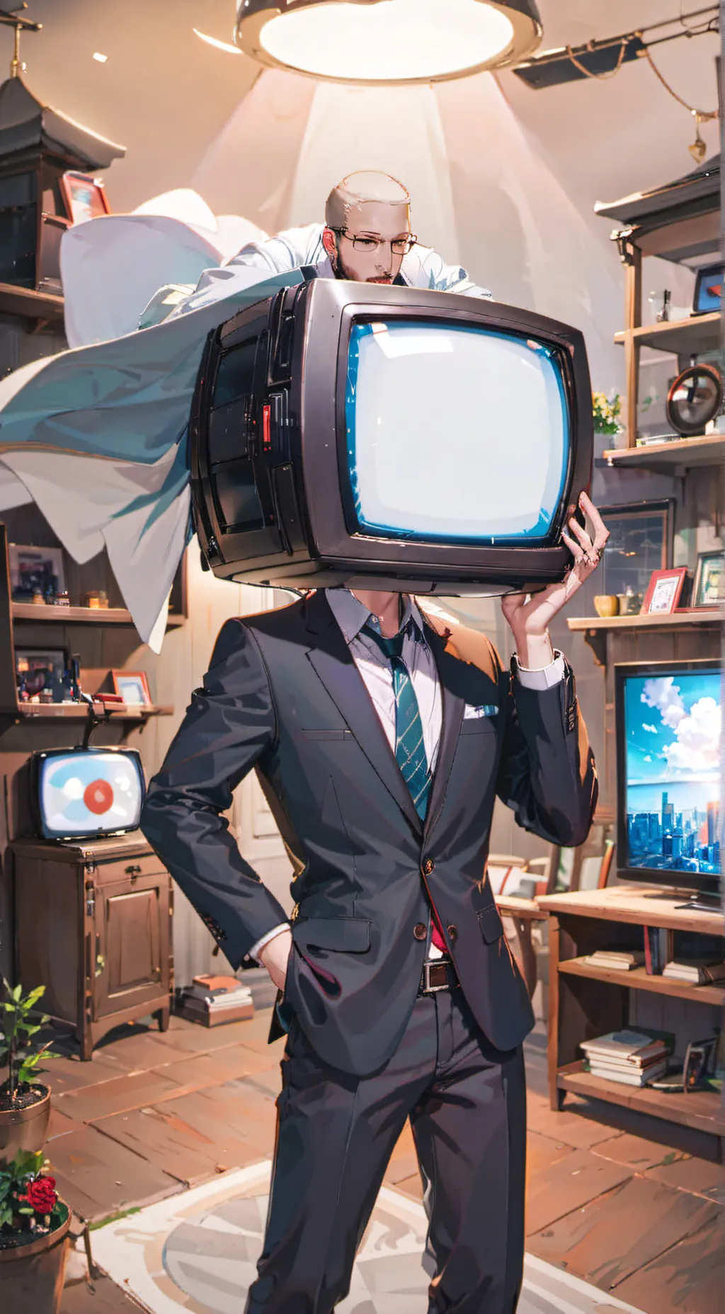 ai character: Tv man background