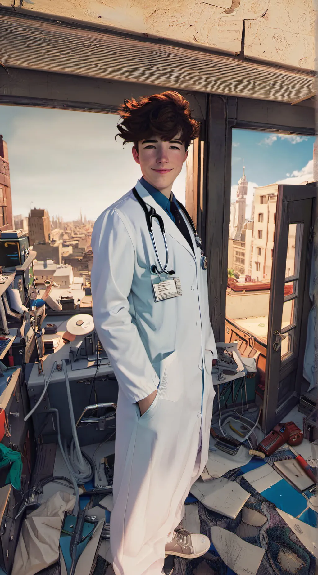 ai character: Issac/ doctor  background